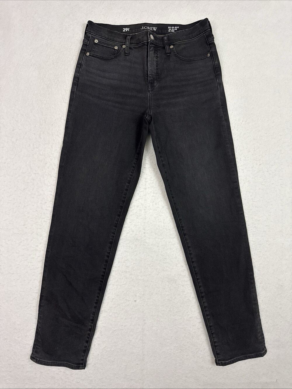 J.Crew Jeans Women's 29 Tall Black Slim Straight Mid Rise Stretch Denim